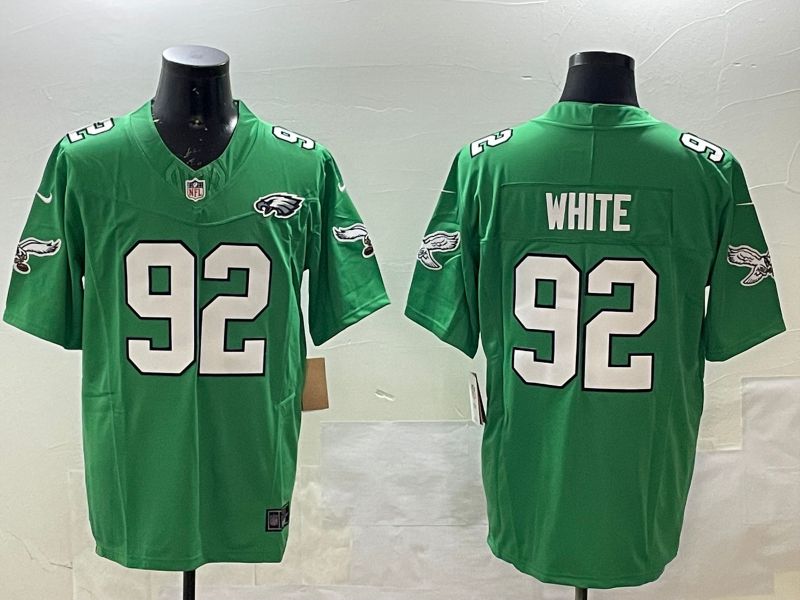 Men Philadelphia Eagles #92 White Green three generations 2025 Nike Vapor Limited NFL Jersey style 4->philadelphia eagles->NFL Jersey